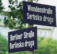 дорожный указатель в г. Cottbus в Германии