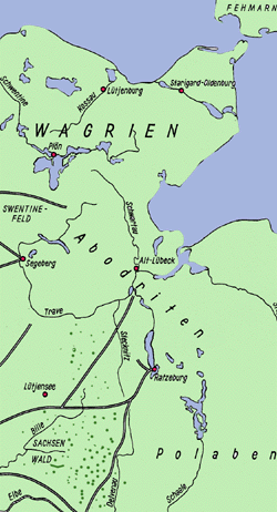 земли ободритов, карта с сайта www.geschichte.schleswig-holstein.de